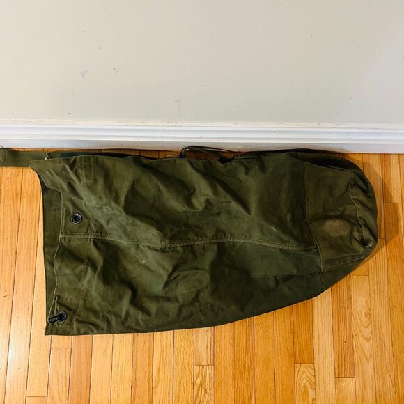 Vintage US Army Military Duffle Bag Canvas Olive GI Sea Bag 22x38 Shoulder Strap - Picture 3 of 5